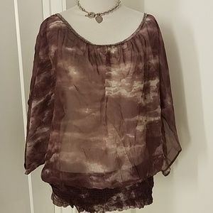 Arden B Purple Airy Blouse with Dolman sleeves